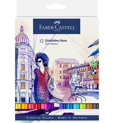 Marqueur aquarelle Duo FC Goldfaber étui de 12. n° de couleurs : 284, 283,107, 109