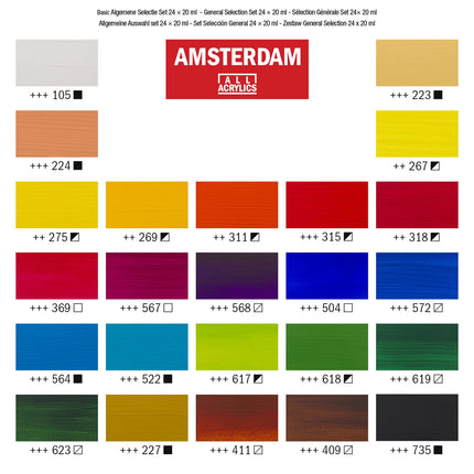 Amsterdam • Acryliques de la gamme Standard, assortiment général, set 24x20ml