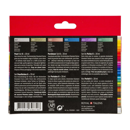 Amsterdam • Peinture acrylique de la gamme Standard, set nacré 6x20ml
