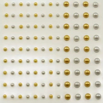 Vaessen Creative • Perles autocollantes à moitié plates 3+5mm 108pcs argentées