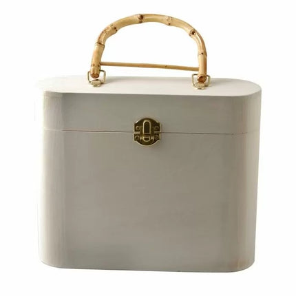 Vaessen Creative • Sac en bois avec anse en rotin 23x6,5x18,5cm