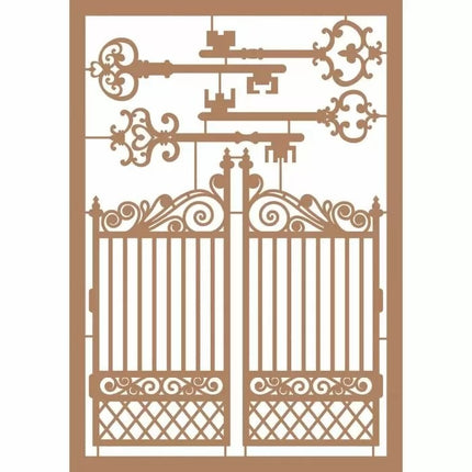 Vaessen Creative • Papier kraft brun A5 Clés + portail