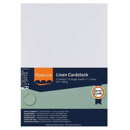Florence • Papier cartonné effet lin 250g A4 blanc 10x