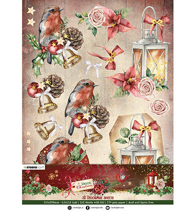 SL Ensemble de papiers Planches de découpe 3D Magical Christmas n° 33