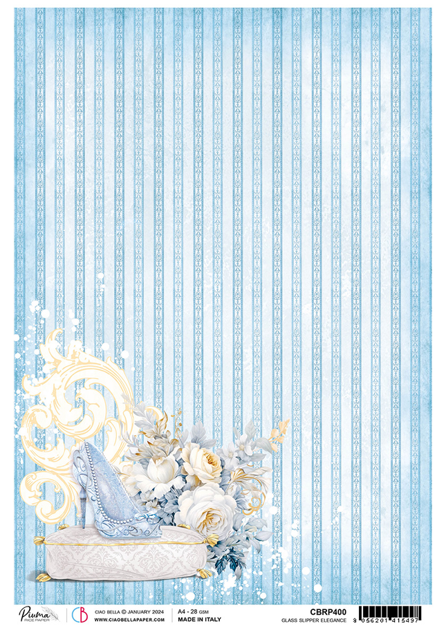 PAPIER DE RIZ A4 ÉLÉGANCE DE PANTOUFLE DE VERRE