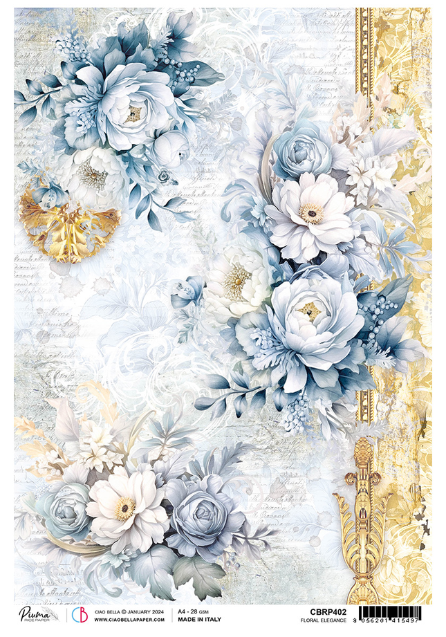PAPIER DE RIZ A4 ÉLÉGANCE FLORALE