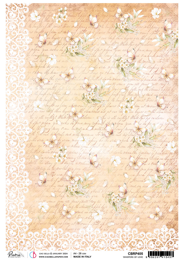 Papier de riz A4 MURMURES D’AMOUR