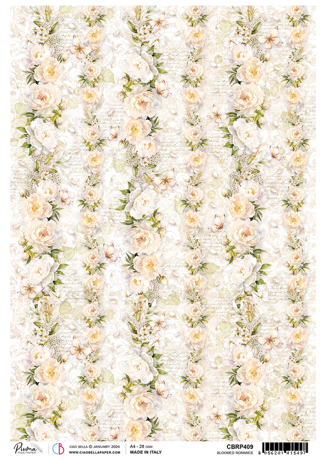 Papier de riz A4 ROMANCE FLEURIE