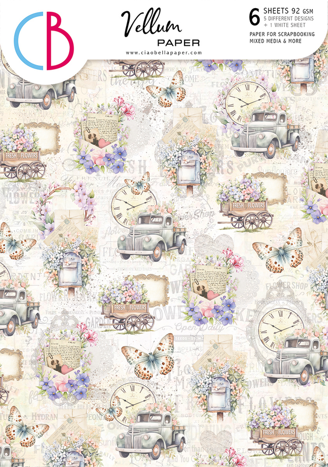 MOTIFS DE PAPIER CALQUE VELLUM FLOWER SHOP A4 6/PKG