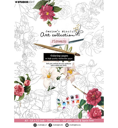 JMA Bloc de papier à colorier 10x2 fleurs Essentials n°159
