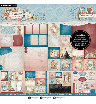 Bloc de papier mixte SL Enveloppes, cartes Vintage Diaries nr.176