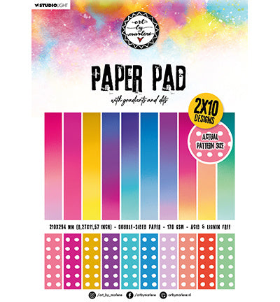 ABM Bloc de papier à motifs Dégradés et pois Collection Essentials n°160