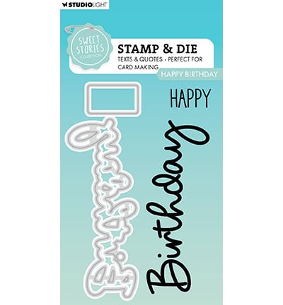 Tampon et matrice de découpe SL Joyeux anniversaire Sweet Stories n°80