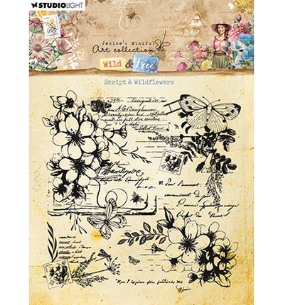 Tampon transparent JMA Écriture et fleurs sauvages Wild & Free n°671