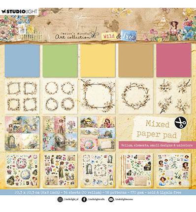Bloc de papiers assortis JMA Vélin, unicolore et éléments Wild & Free n°184