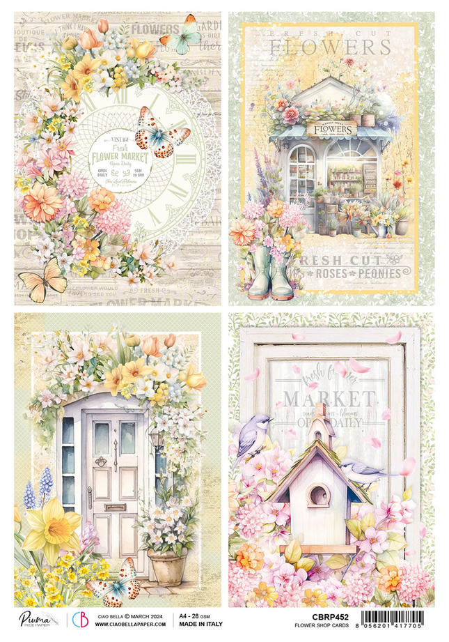 PAPIER DE RIZ A4 CARTES DE BOUTIQUE DE FLEURS