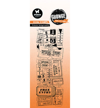 GR Tampon transparent Fond de tickets Grunge Collection n°676