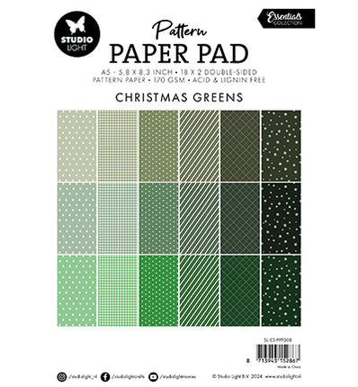 Bloc de papier à motifs SL Christmas greens Essentials n°208