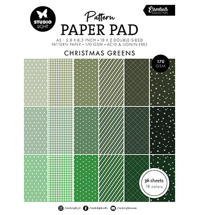 Bloc de papier à motifs SL Christmas greens Essentials n°208