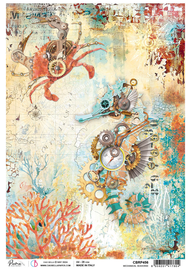 Papier de riz A4 Hippocampe mécanique