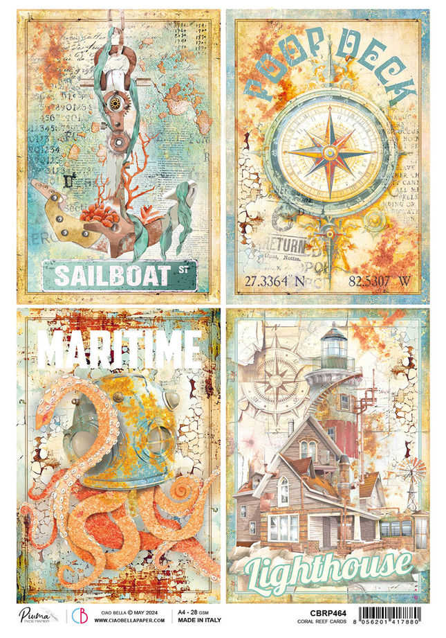 Cartes en papier de riz A4 CORAL REEF
