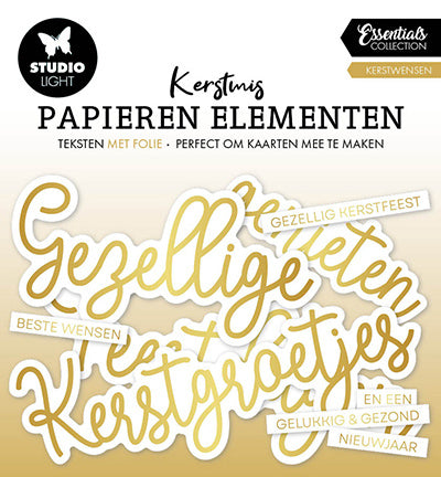 SL éléments en papier Souhaits de Noël dorés Essentials n°16