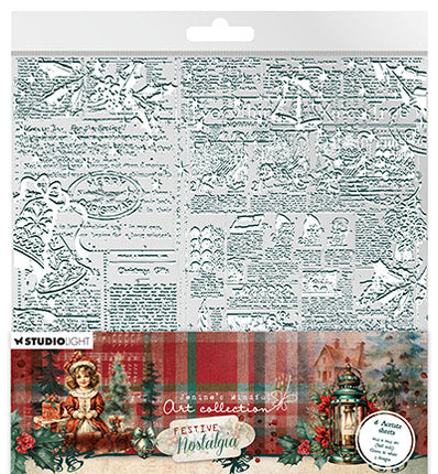 JMA Feuilles d’acétate blanches et vertes Festive Nostalgia n°09