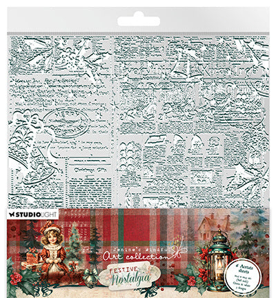 JMA Feuilles d’acétate blanches et vertes Festive Nostalgia n°09
