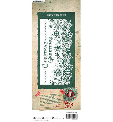 Pochoir JMA Bordure enneigée Festive Nostalgia n°303