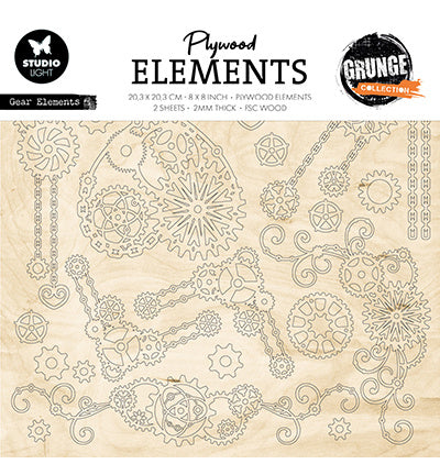 Éléments en contreplaqué SL, éléments d’engrenage, collection Grunge n° 09