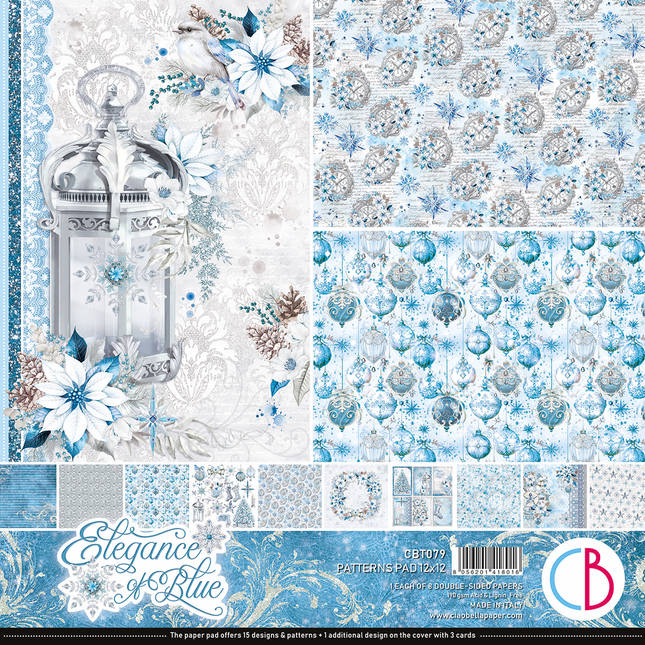 BLOC DE MOTIFS ÉLÉGANCE DU BLEU 12"X12" 8/PKG