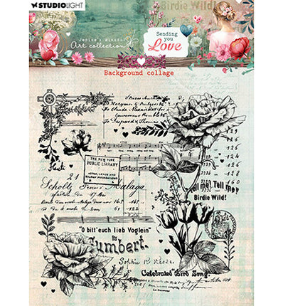 JMA Clear stamps Background Collage Sending You Love nr.797