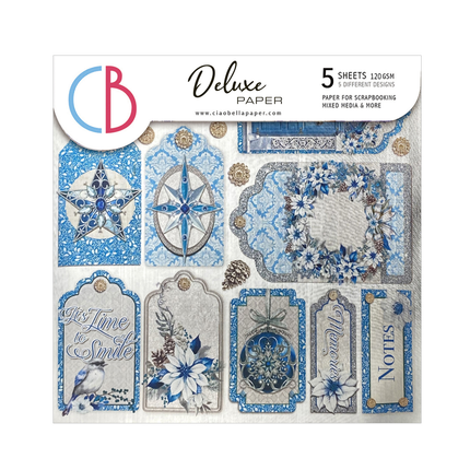 PAPIER DE LUXE ELEGANCE OF BLUE ARGENT 6"X6" 5/PKG