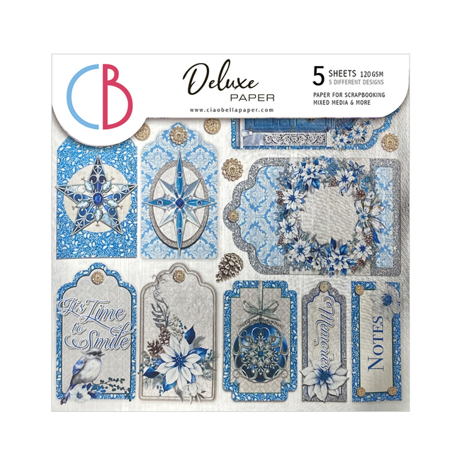 PAPIER DE LUXE ELEGANCE OF BLUE ARGENT 6"X6" 5/PKG