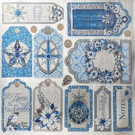 PAPIER DE LUXE ELEGANCE OF BLUE ARGENT 6"X6" 5/PKG