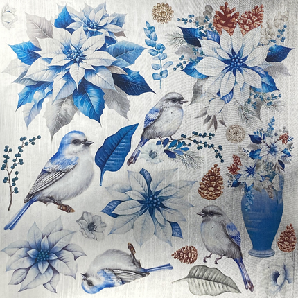PAPIER DE LUXE ELEGANCE OF BLUE ARGENT 6"X6" 5/PKG