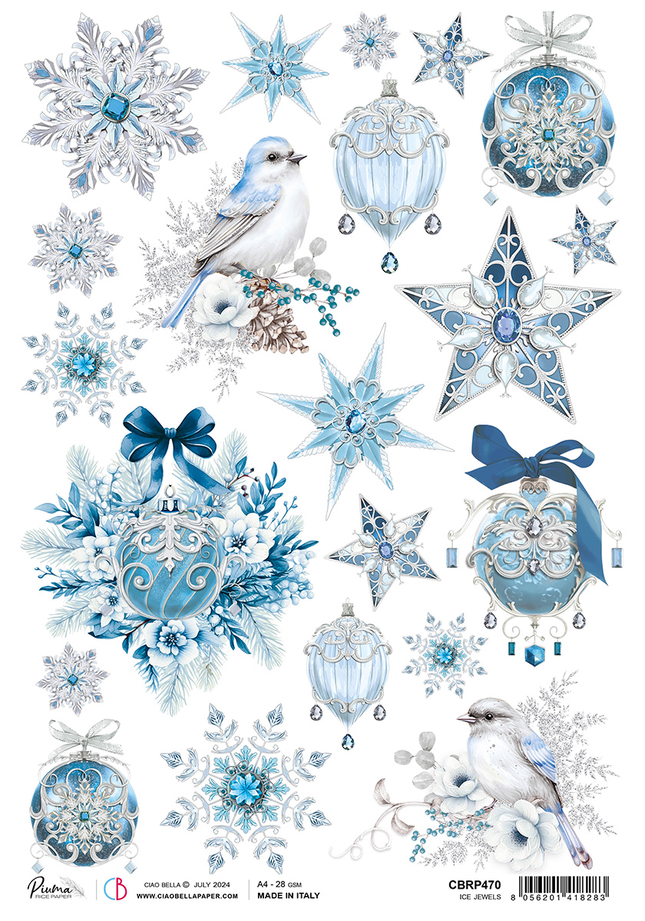 PAPIER DE RIZ A4 BIJOUX DE GLACE