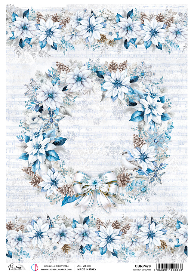 PAPIER DE RIZ A4 COURONNE D’HIVER