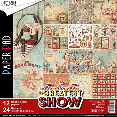 Bloc de papier The Greatest Show 12"x12" 12/Pkg