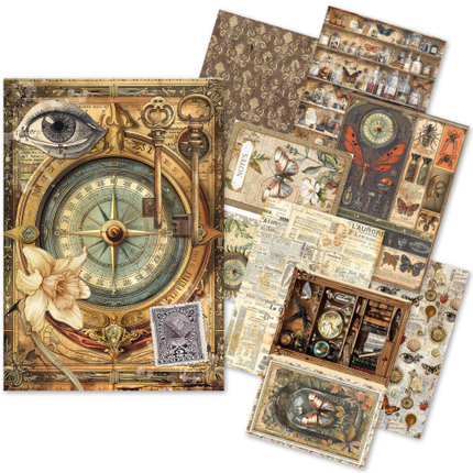 PAPIER DE RIZ A5 ASSORTI 8/PAQUET CABINET DE CURIOSITÉS