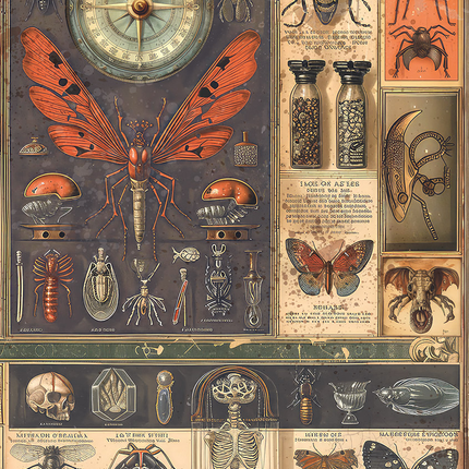 PAPIER DE RIZ A5 ASSORTI 8/PAQUET CABINET DE CURIOSITÉS