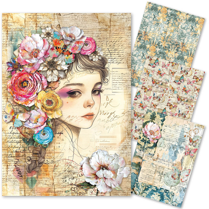 PAPIER DE RIZ MIXED MEDIA A4 LOT DE 4/PAQUET QUINTESSENCE