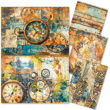 PAPIER DE RIZ MIXED MEDIA A4 LOT DE 4/PAQUET TEMPS PASSÉ