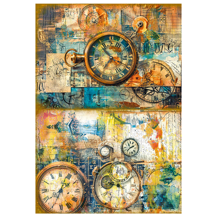 PAPIER DE RIZ MIXED MEDIA A4 LOT DE 4/PAQUET TEMPS PASSÉ
