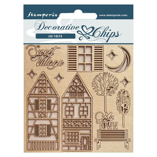 Éléments décoratifs cm 14x14 - Doux village d’hiver