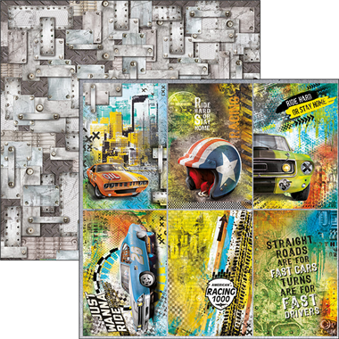 Feuille de papier cartes Start Your Engines 12"x12"