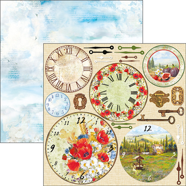 Feuille de papier Tuscan Clocks 12"x12"