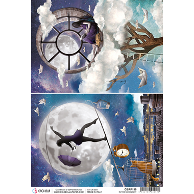 Papier de riz A4 Au clair de lune