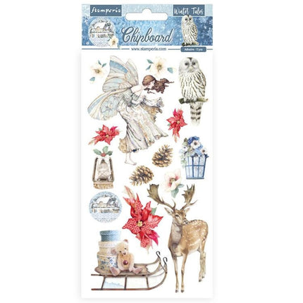 Éléments de Noël en chipboard Winter Tales de Stamperia 15x30cm