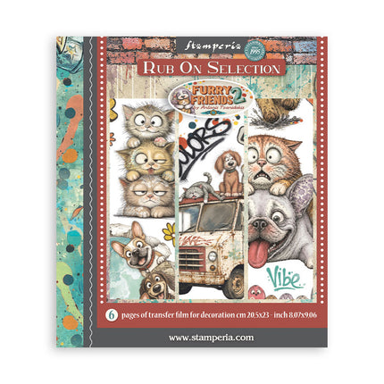 Printed Decorative Rub on selection for Art and Craft cm 20,5x23 - Furry Friends 2